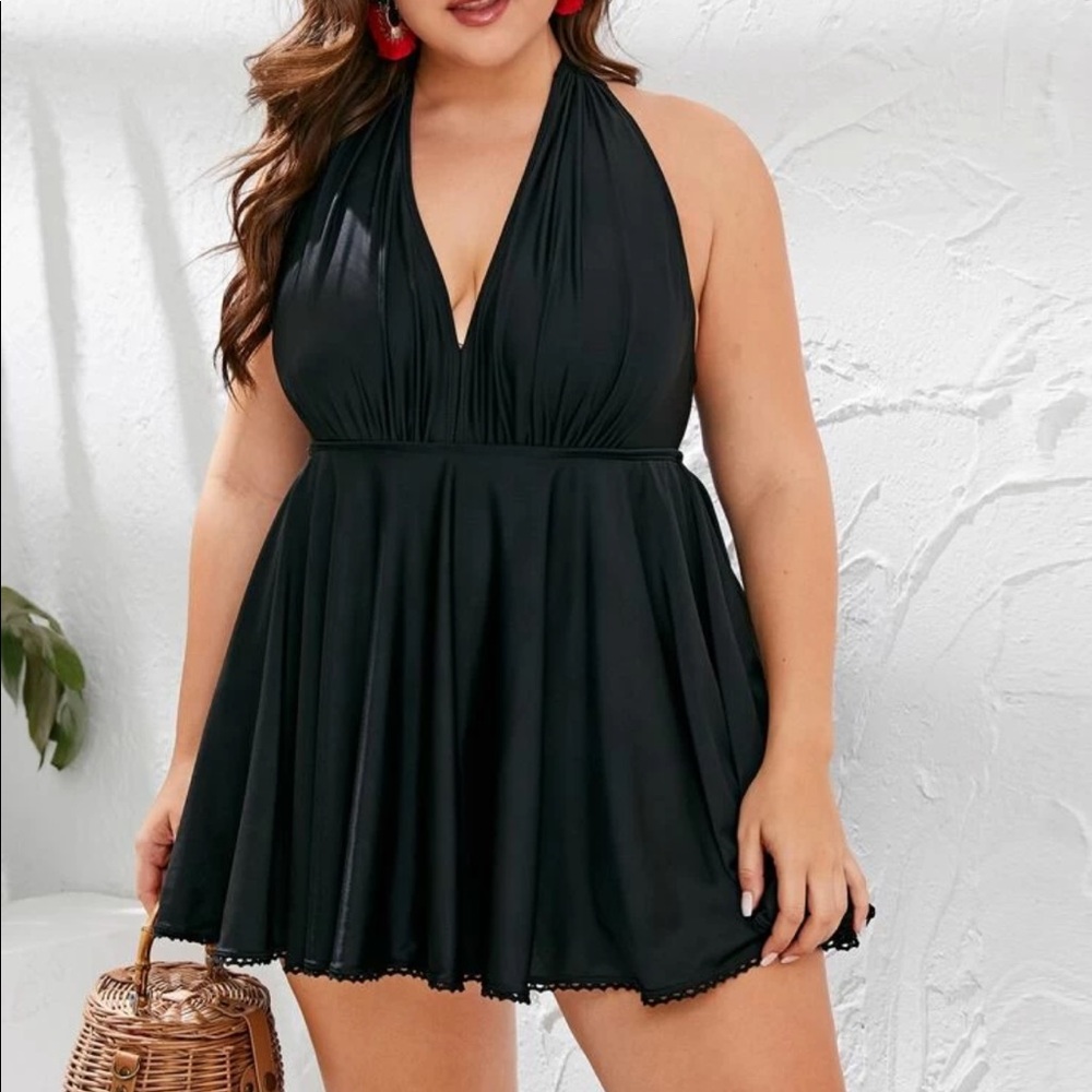 Halter one piece swim dress